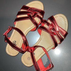 Girls Strappy Red Sandals